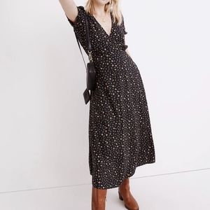 MADEWELL FLORAL MIDI FAUX WRAP DRESS